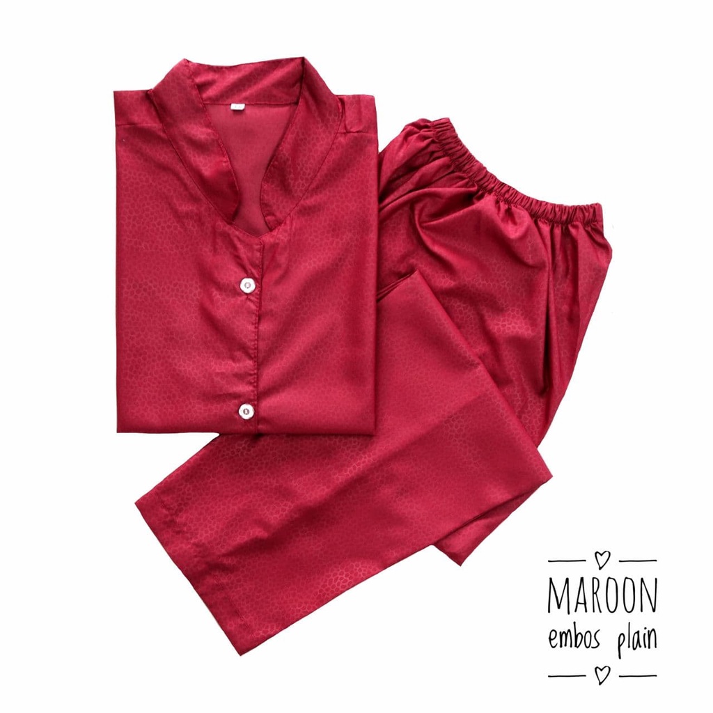 IZANY Piyama Anak Coway / Set Coway Size 14 SATIN APPLE banyak motif-EMBOS MAROON