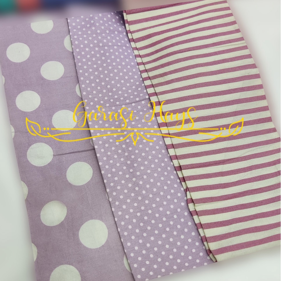 Kain Katun Jepang Japan Design Polkadot Stripes Kotak Ungu Lilac