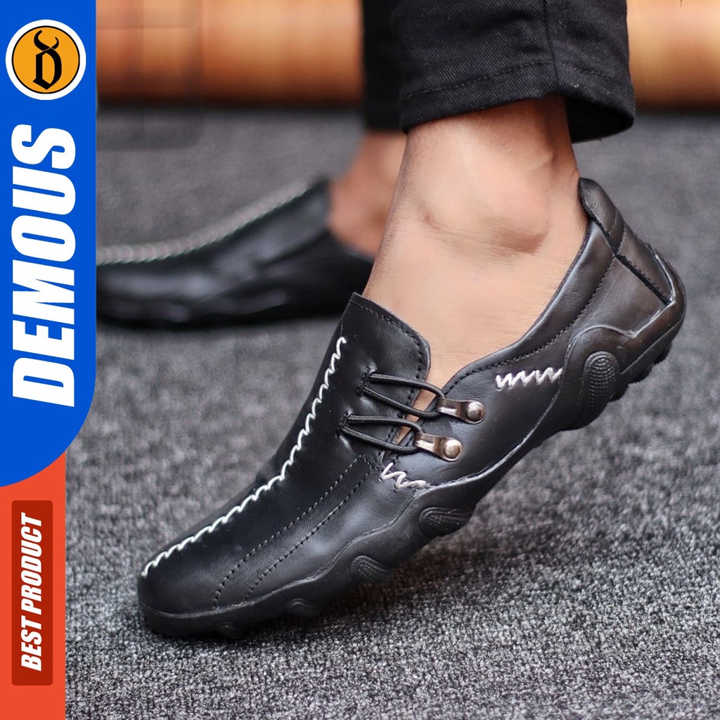 DEMOUS Zigce - Sepatu Formal Pria Pantofel Kulit Asli