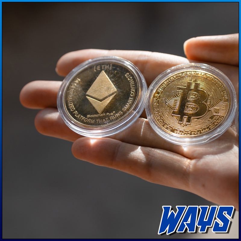 [Z182] Miniatur Bitcoin Ethereum LiteCoin Koin Fisik Coin BTC ETH LTC Koleksi Hiasan Pajangan Logam