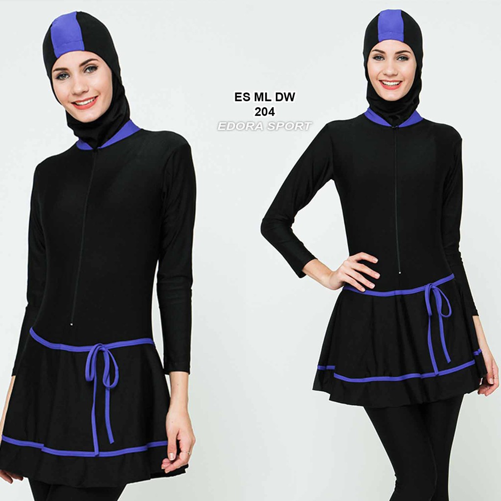 Baju Renang Wanita Muslim Hijab Dewasa Muslimah Slim Fit ES ML DW EDORA