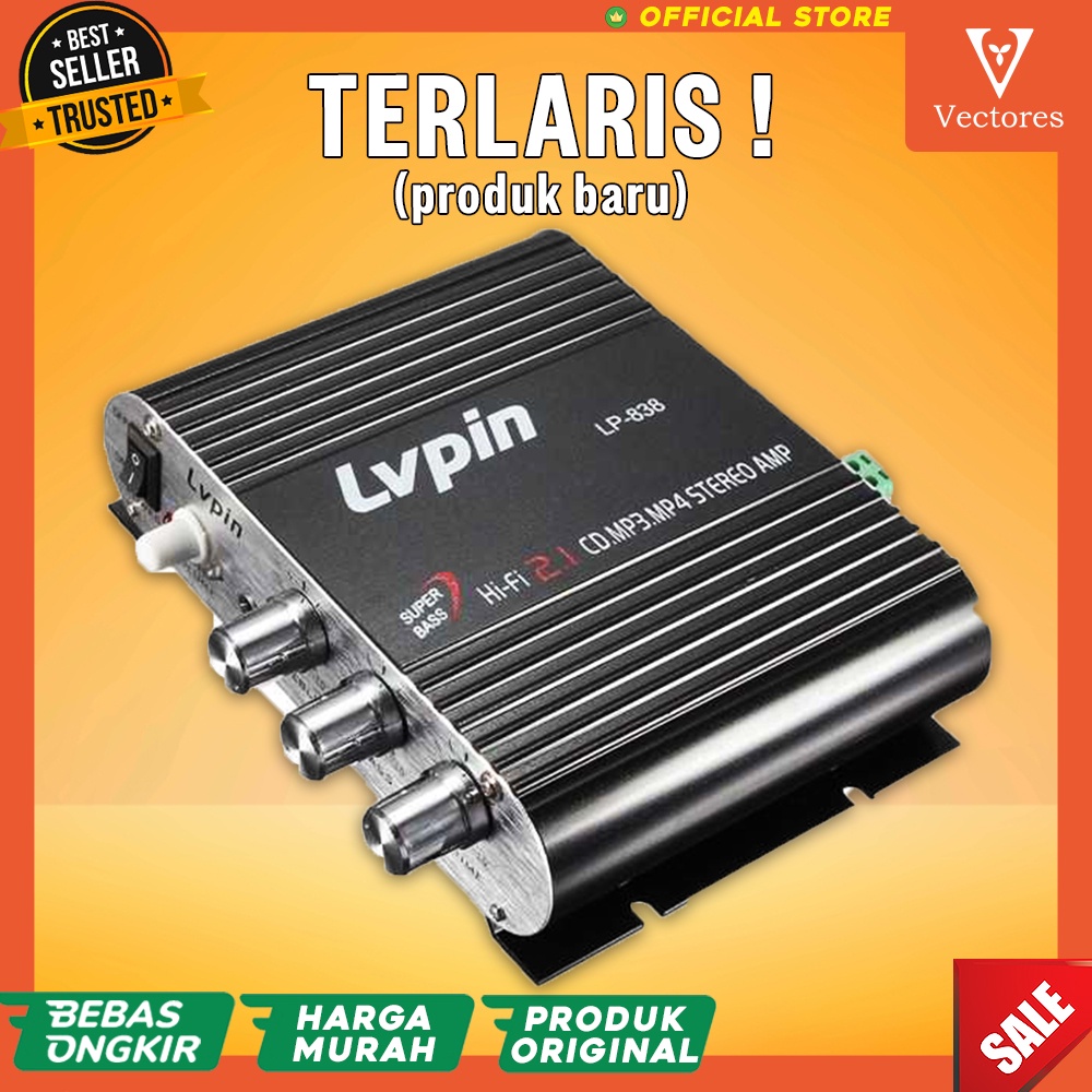 [ORIGINAL] Amplifier Mini Bass Booster Stereo Treble Penguat Suara Kencang 12V 20W