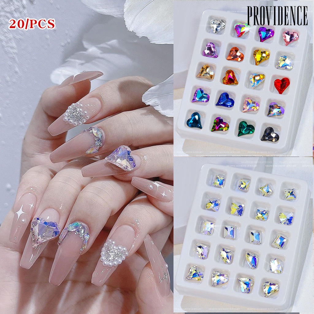 20pcs Ornamen Kuku 3D Bentuk Hati Bahan Plastik Tahan Pudar Untuk Dekorasi Nail Art