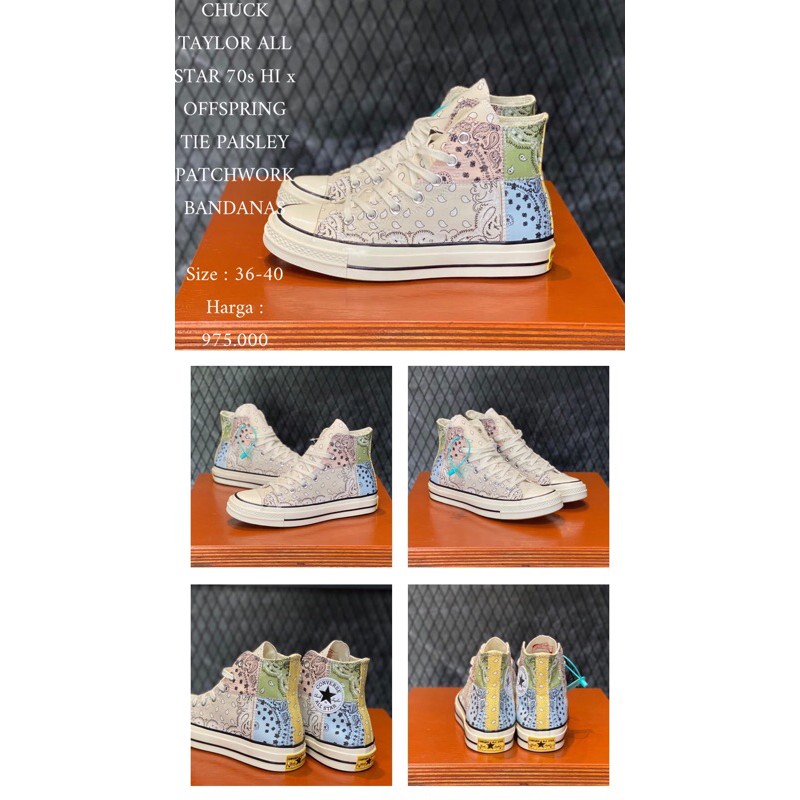 CONVERSE CHUCK TAYLOR ALL STAR 70s HI x OFFSPRING TIE PAISLEY PATCHWORK BANDANAS