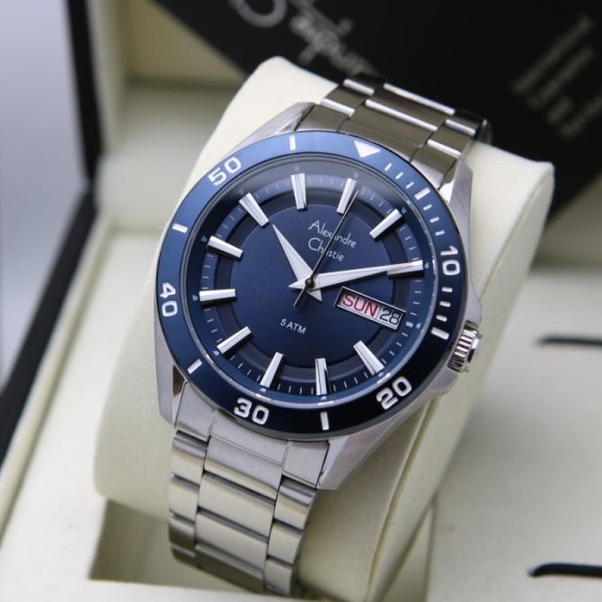 JAM TANGAN PRIA ALEXANDRE CHRISTIE AC 6512 AC6512 SILVER BLUE ORIGINAL Termurah