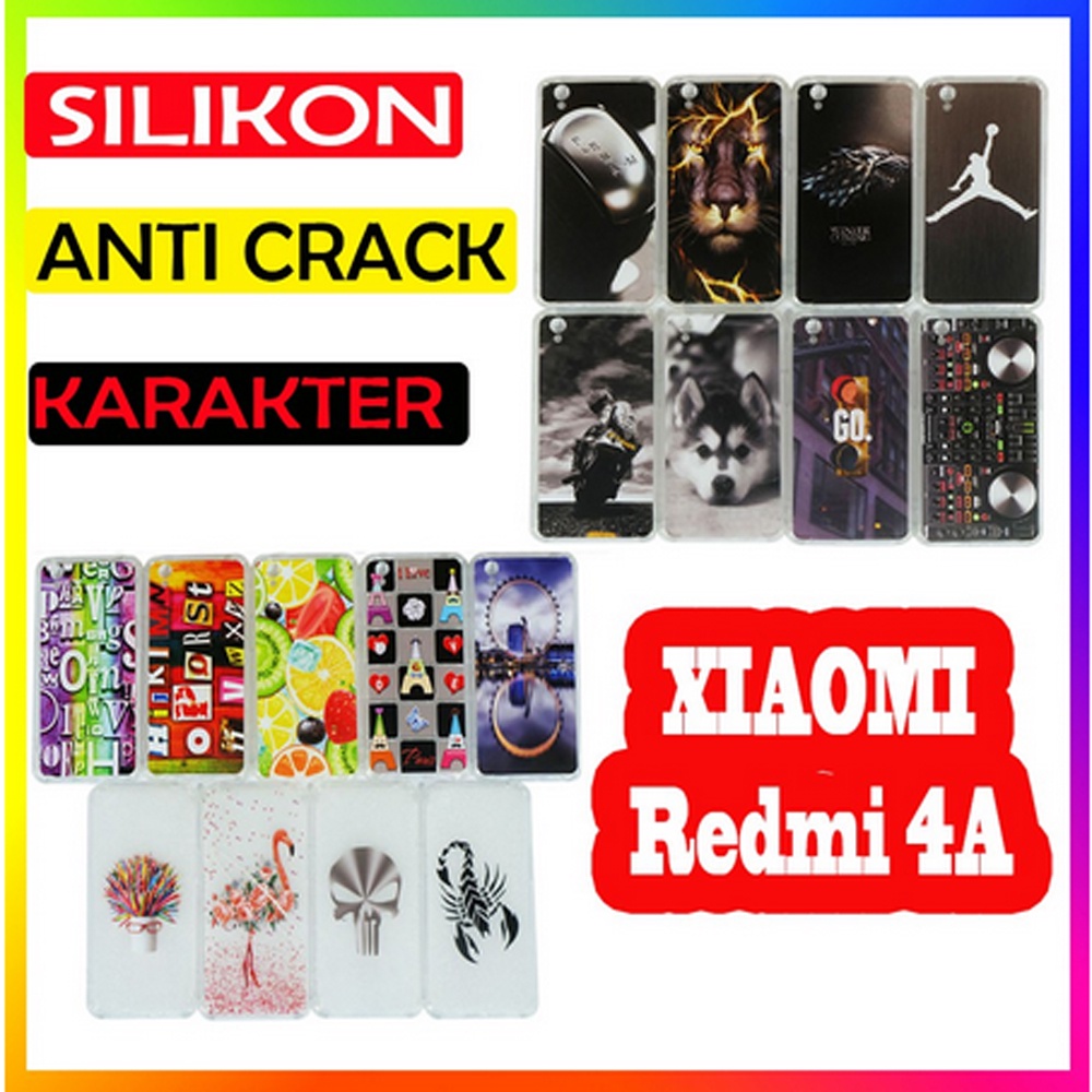 ANTI CRACK Redmi 4A Case Casing Anti Shock 3D Motif Softcase Gambar Silikon Handphone Kasing HP Anticrack Sarung Kesing Antishock Softshell Soft Silicon Jelly Case