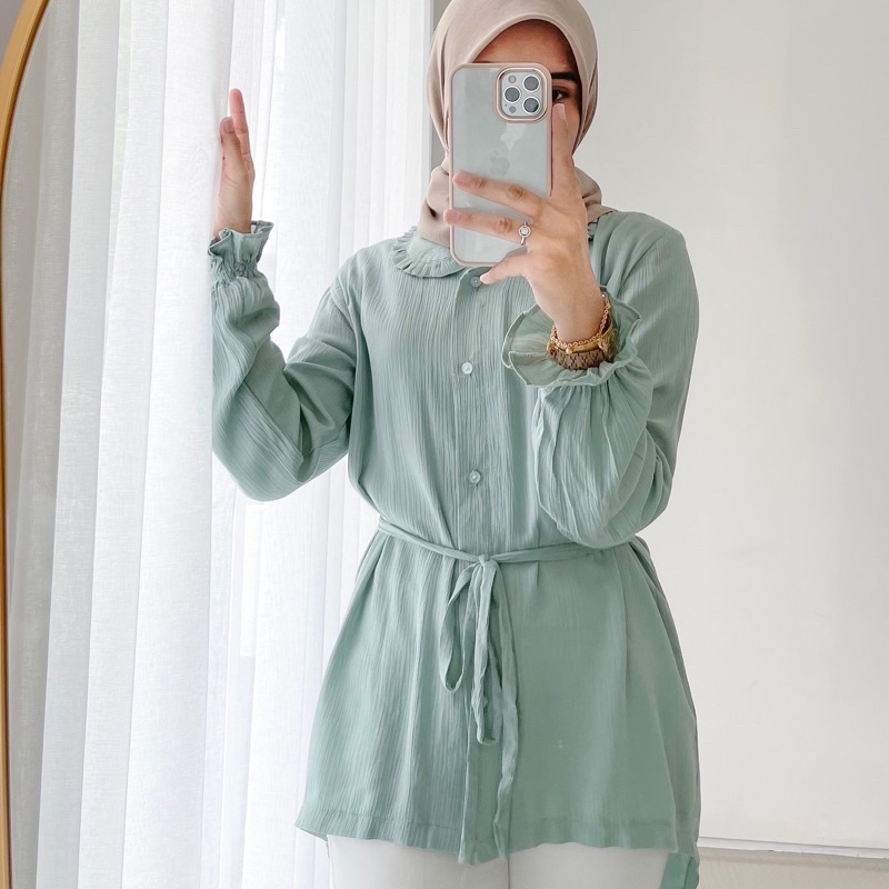 KYRA TOP RAYON CRINKLE / KEMEJA KATUN RAYON CRINKLE / BLOUSE KATUN RAYON PANJANG
