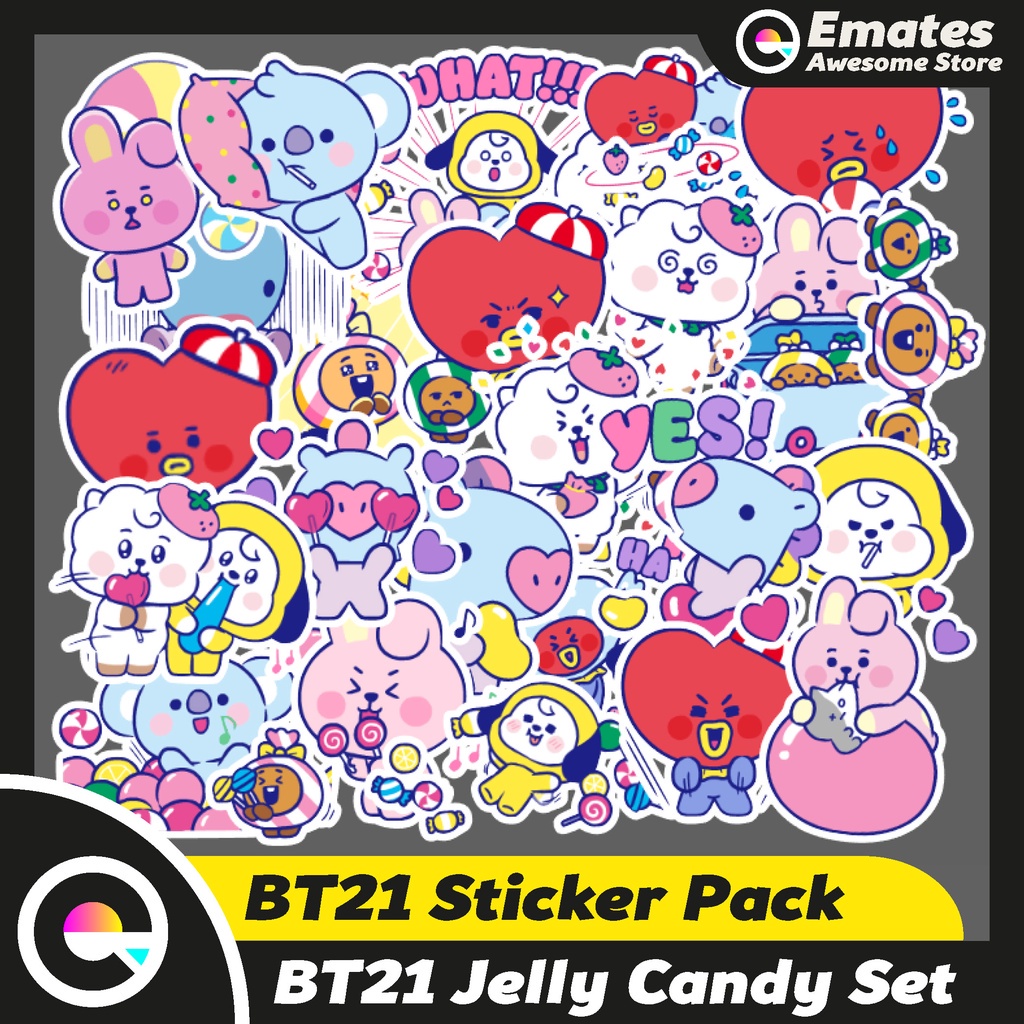 

[ISI 25 PCS] Stiker Sticker BT21 Jelly Candy | Stiker Aesthetic Sticker Lucu