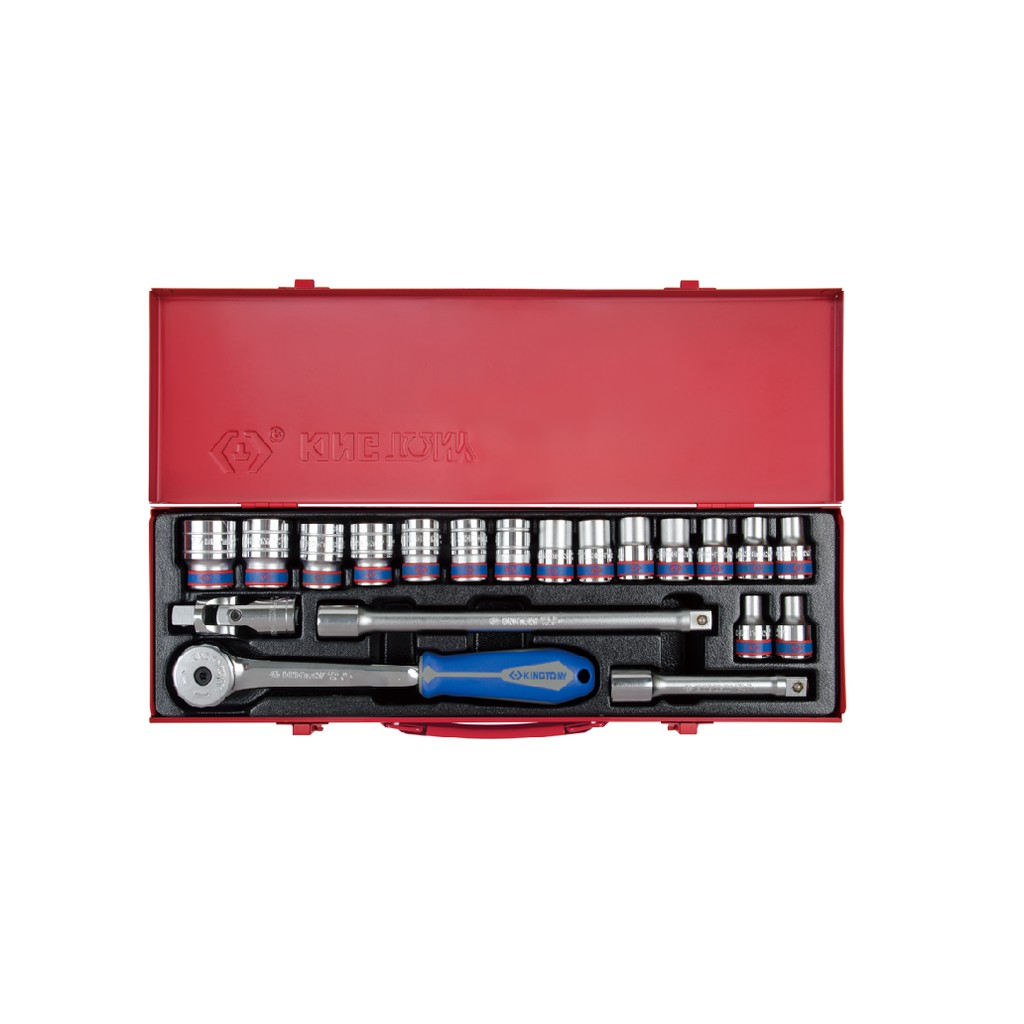 KUNCI SOCKET  20PC - 1/2 DR SOCKET SET 6PT METRIC CHROME KING TONY 04320MR KUNCI SHOCK KUNCI SOKET