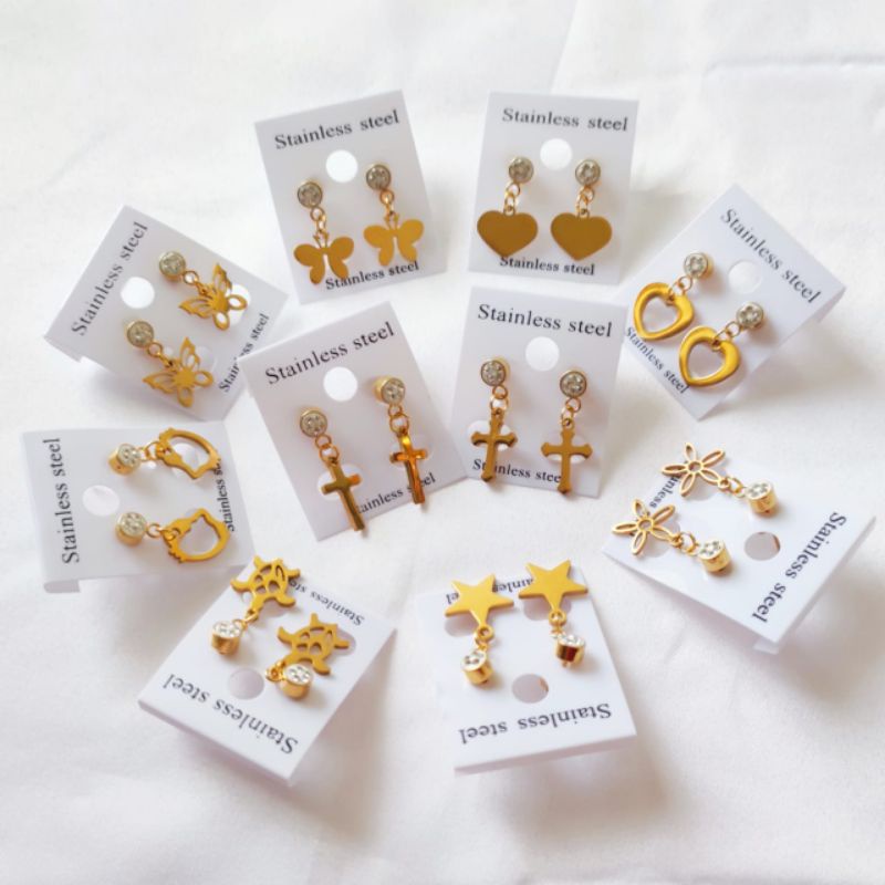 Anting Tusuk Permata Fashion Wanita Bahan Titanium Import Antikarat