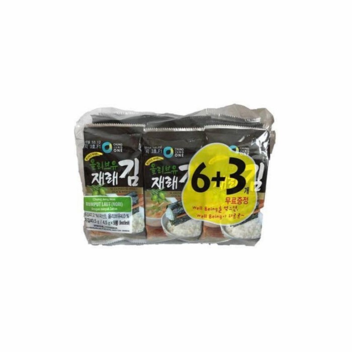 

INSTANT-CAMILAN- RUMPUT LAUT CHUNG JUNG ONE NORI KOREA 6+3 / SEAWEED OLIVE OIL KOREA -CAMILAN-