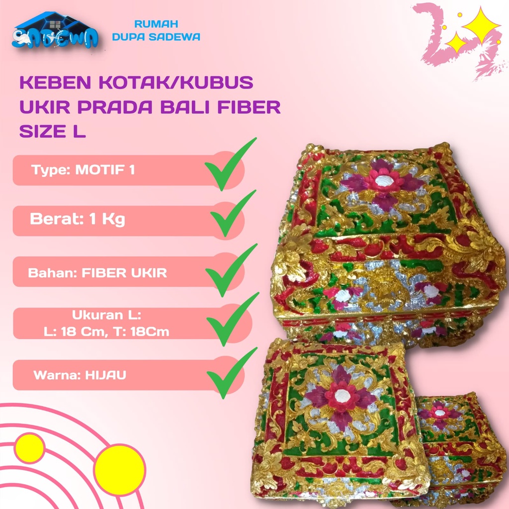 KEBEN KOTAK BULAT UKIR PRADA BALI SIZE L,XL,XXL BAHAN FIBER