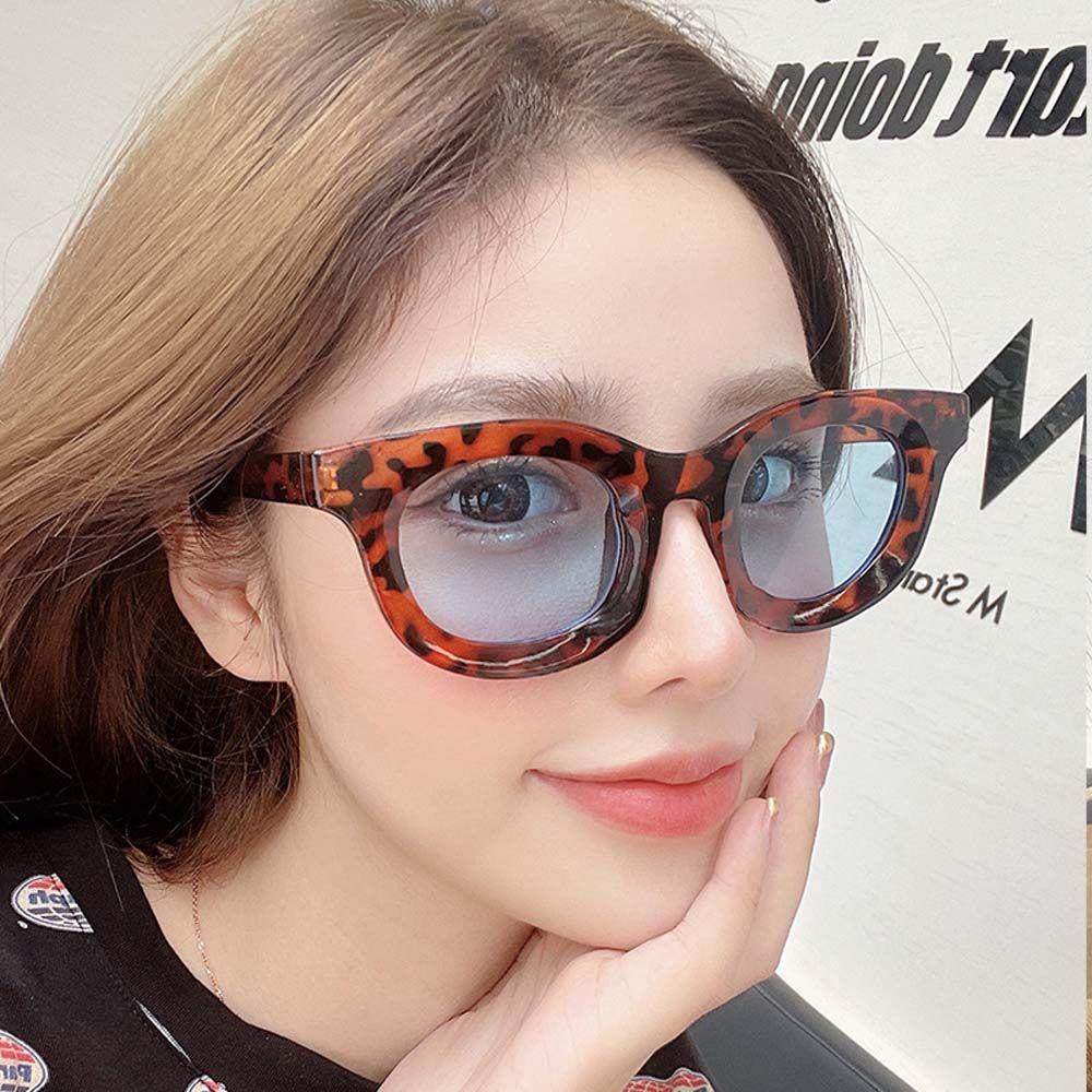 Mxbeauty Kacamata Wanita Fashion Pria Eropa Dan Amerika Motif Leopard Bingkai Tebal Bulat Hitam Matahari Eyewear Cekung Sunglasses