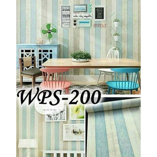 Wallpaper Sticker Dinding Kayu  Garis Biru Krem Putih 