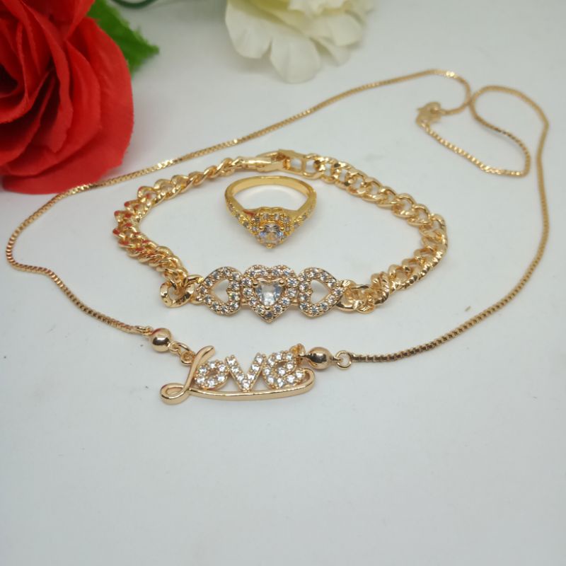 set perhiasan wanita dewasa L40, set perhiasan titanium asli anti luntur anti karat,perhiasan fashion wanita terbaru, perhiasan mirip mas asli, perhiasan berlapis emas 24 k,