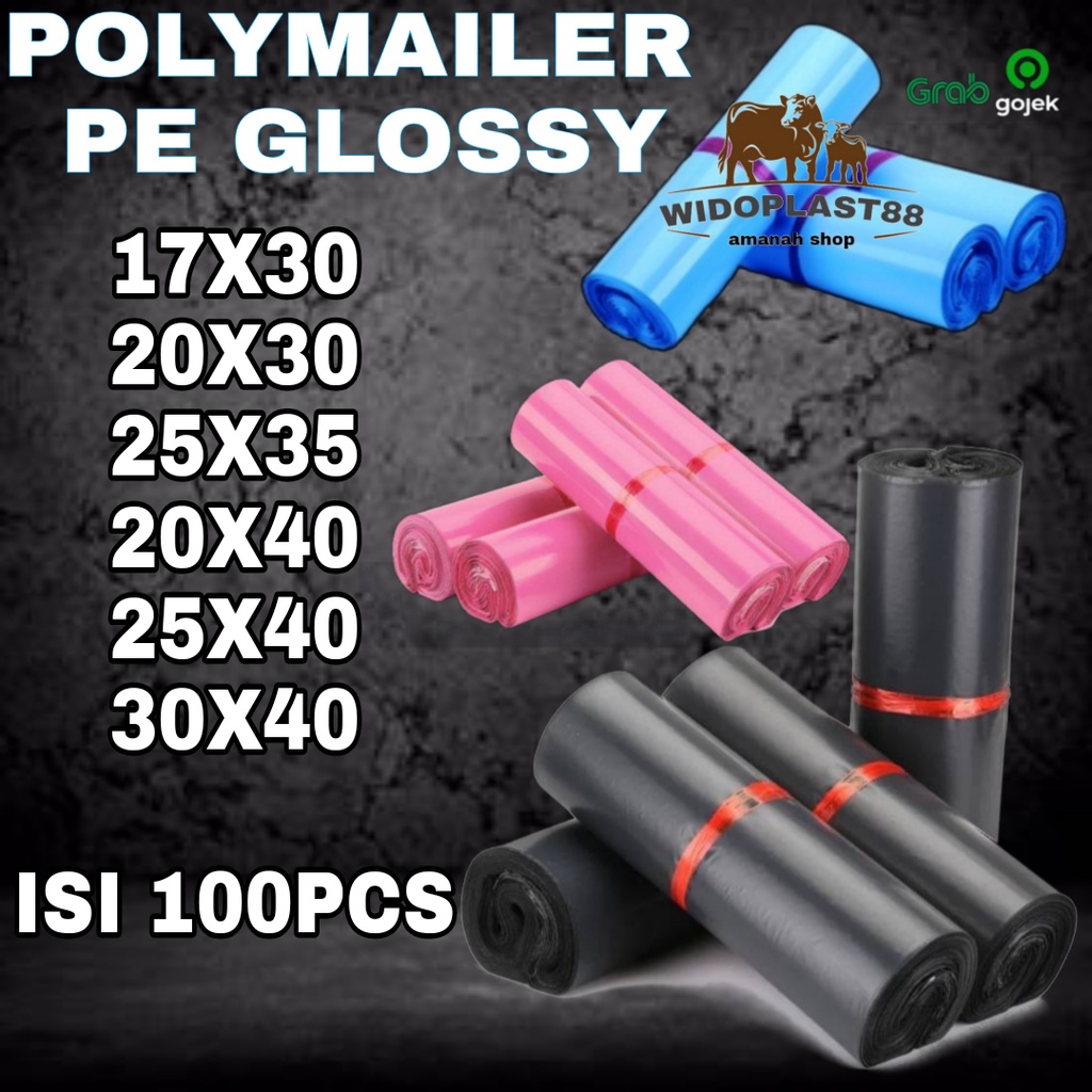 

3 Warna Polymailer / Plastik Packing Online Shop Amplop Bahan PE ORI Biru Pink Hitam / Ukuran 17x30 20x30 25x35 20x40 25x40 30x40 Cm