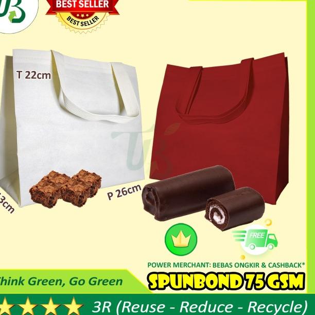 

➺ TAS KUE BROWNIES BOLU 26x13x30cm SPUNBOND SEPATU BUKAN PEPER BAG DUS - Merah ❋