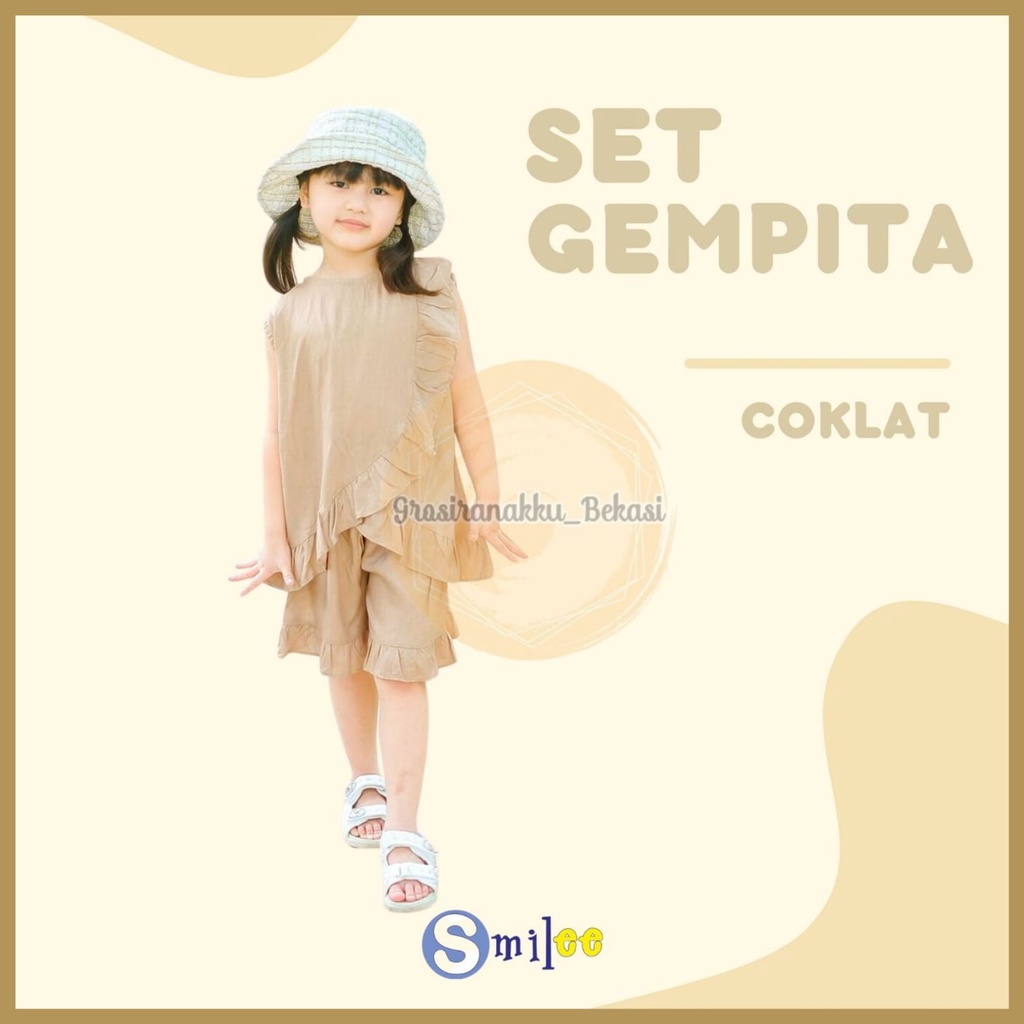 Setelan Anak Rayon Gempita Smilee Warna Coklat Size 1-5 Thn