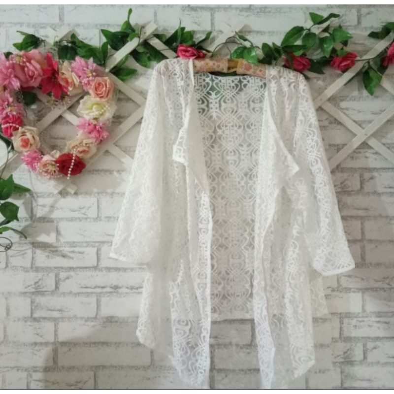 Cardigan brokat putih / outer brokat putih