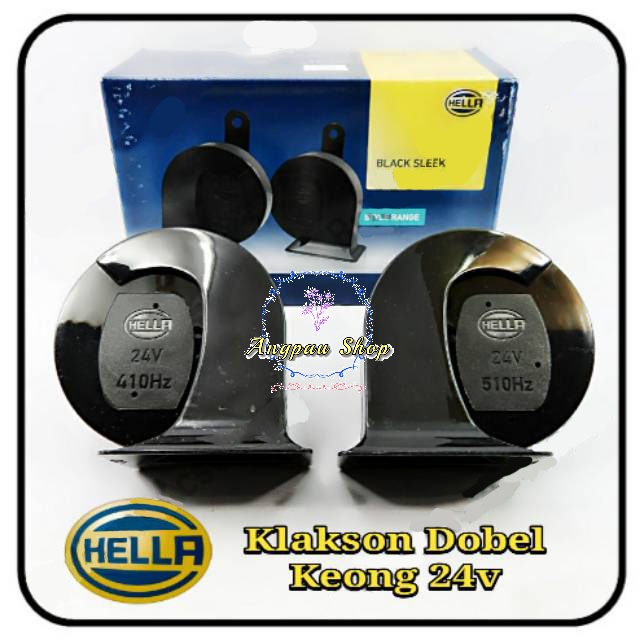 PAKET KOMPLIT LENGKAP KLAKSON HELLA BLACK SLEEK TWIN TONE KEONG 24V dengan kabel set relay ORIGINAL TRUCK BUS termurah Suara Super Kencang