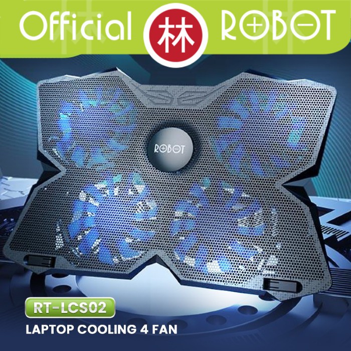 Robot RT-LCS02 Portable Laptop Cooling Pad Stand 4 Fan &amp; Dual USB Port