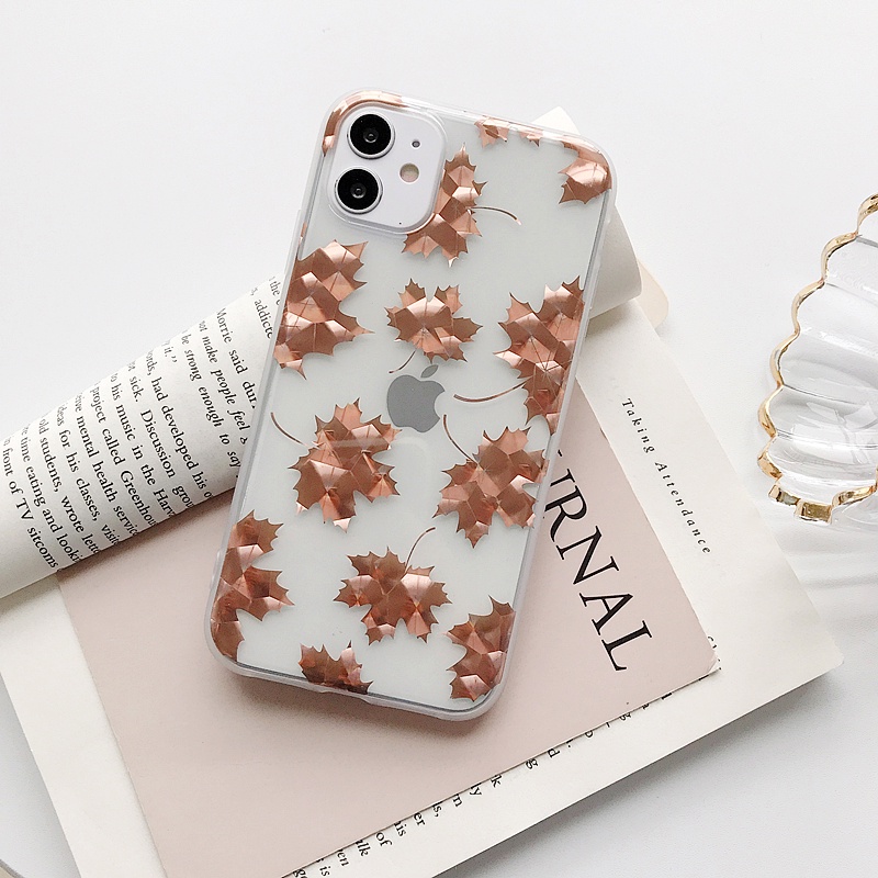 Casing Iphone X Xs Max Xr 7 8 Plus Se 2020 11 12 Pro Max Motif Daun Vintage