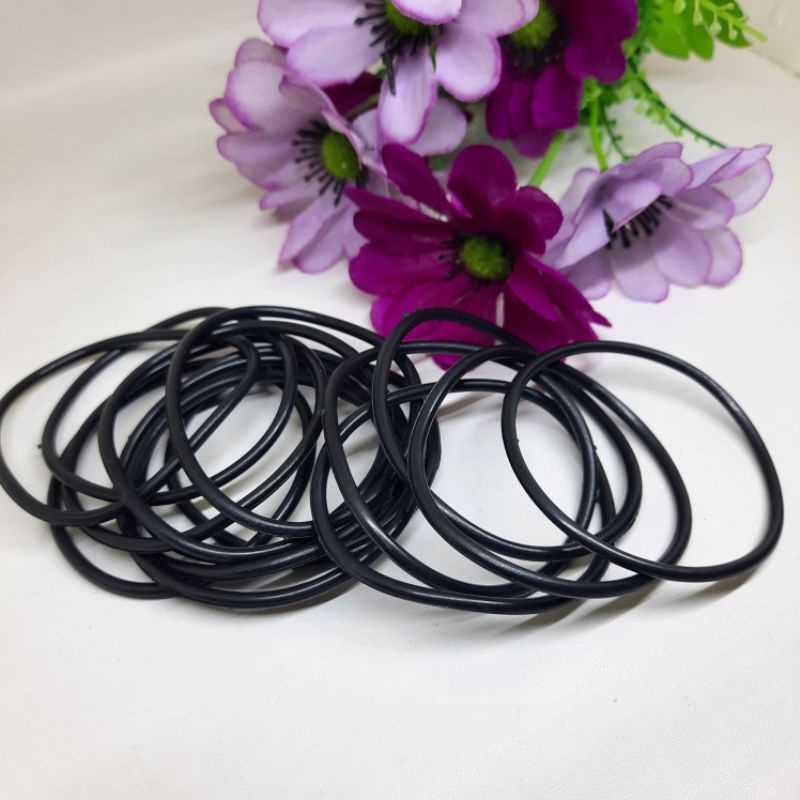 Gelang Karet Hitam Isi 10pcs Gelang Pria