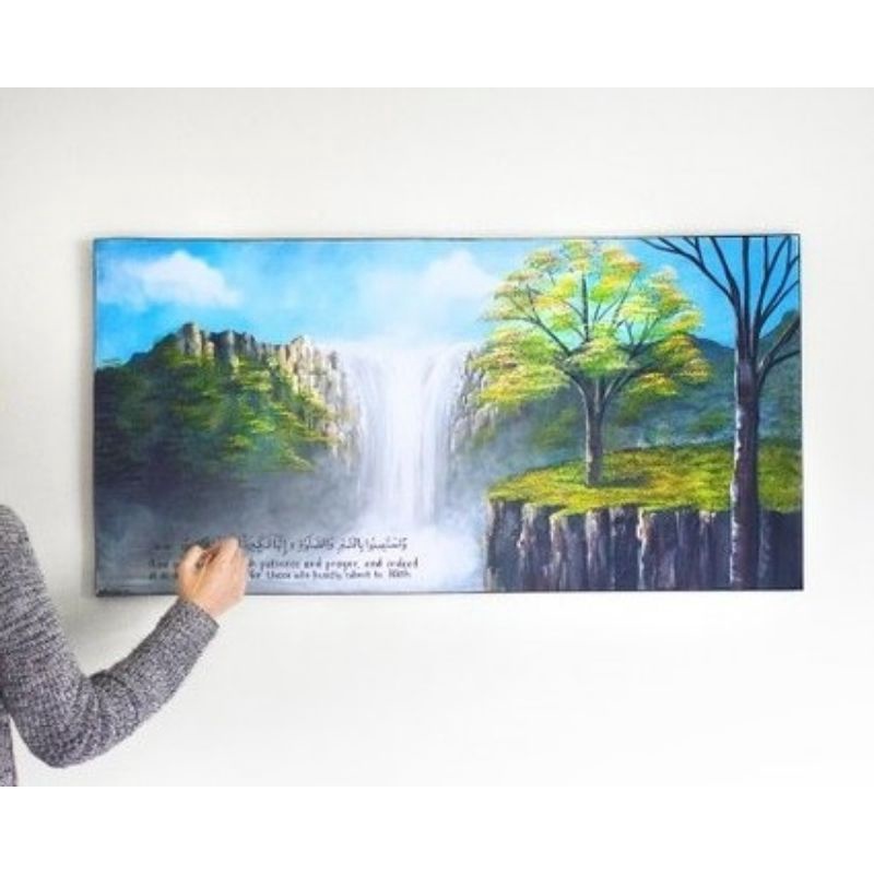 lukisan tangan kaligrafi pemandangan ukuran besar murah berkualitas bisa pesan sesuai permintaan