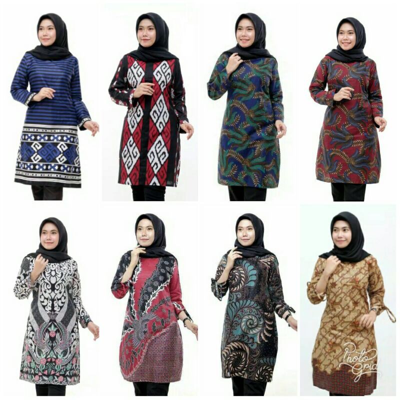 Atasan Batik Wanita Terbaru Tunik Batik Wanita Dolby Dolbi Dobby Doby Zipper Depan