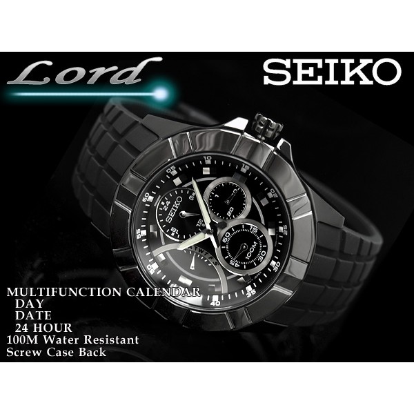 Seiko Lord SRL071P1 Quartz Chronograph Black Case | Jam Pria SRL071