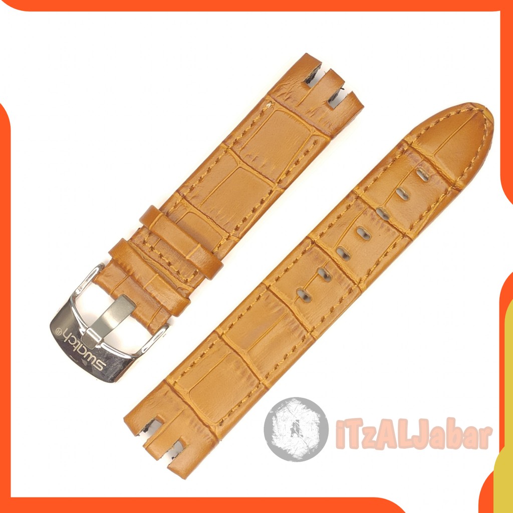 Tali jam tangan Swatch YRS403 401 leather strap 21mm Coklat muda