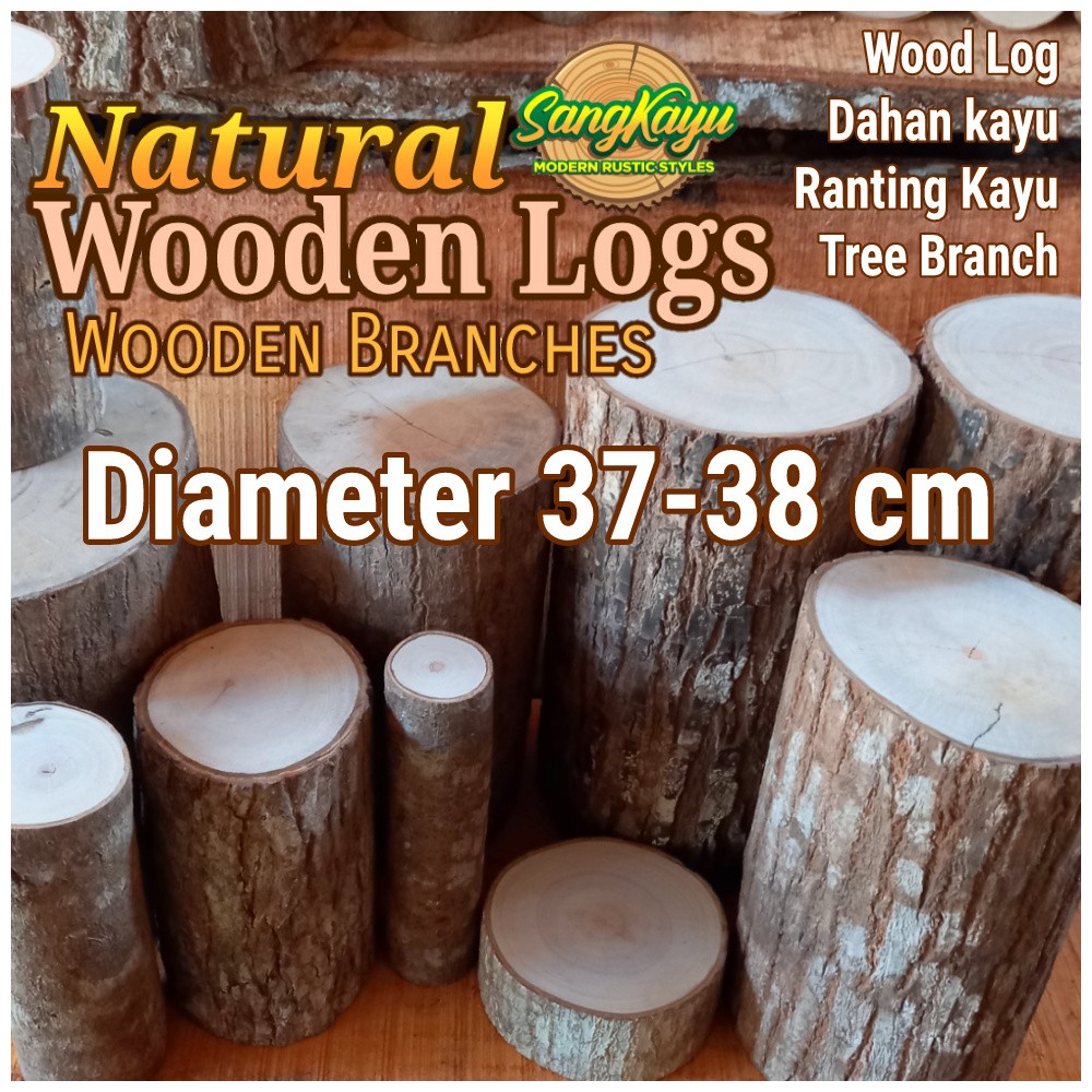 Kayu log kayu wood Dm 37-38 cm talenan bahan meja samping dekorasi