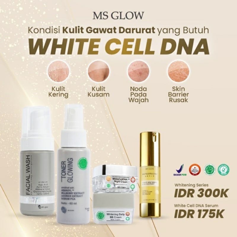 MS GLOW PAKET WHITE CELL DNA ORIGINAL - PAKET WHITENING + NIGHT CELL DNA BPOM ORIGINAL MS GLOW - MS 