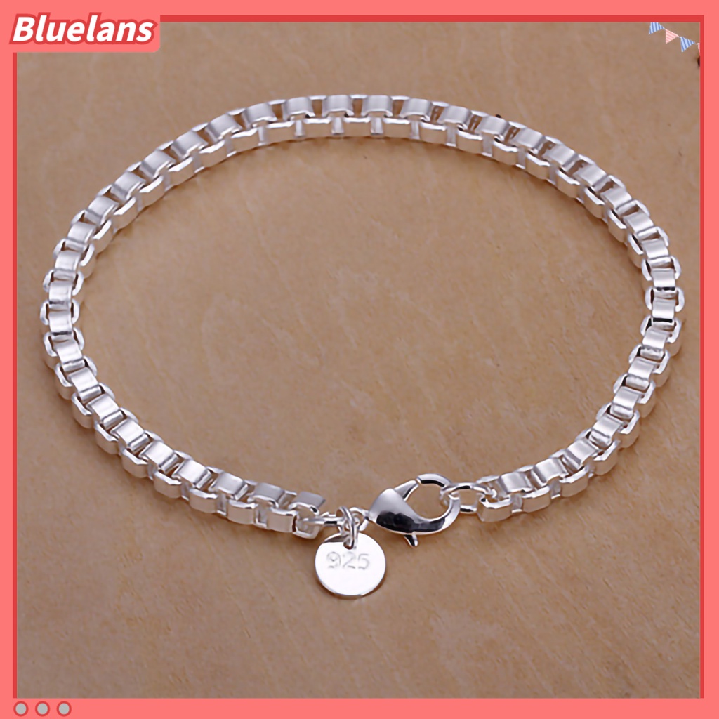 Bluelans Bracelet Silver Plated Box Chain Fashion Unisex Bracelet Bangle Jewelry