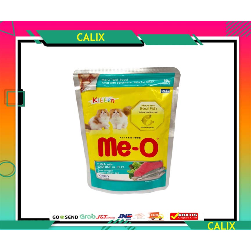 Makanan Kucing basah MEO pouch Adult &amp; Kitten All Variant 80 grM TUNA SARDINE SARDEN