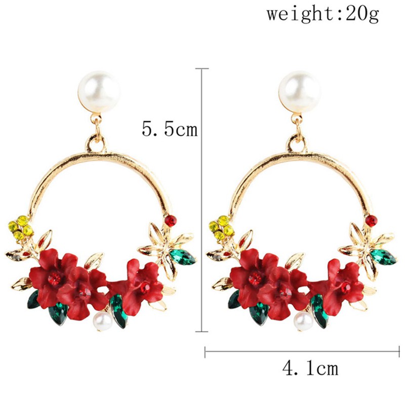 Anting Panjang Bunga Jewllery Mutiara Anting Korea Fashion Earrings