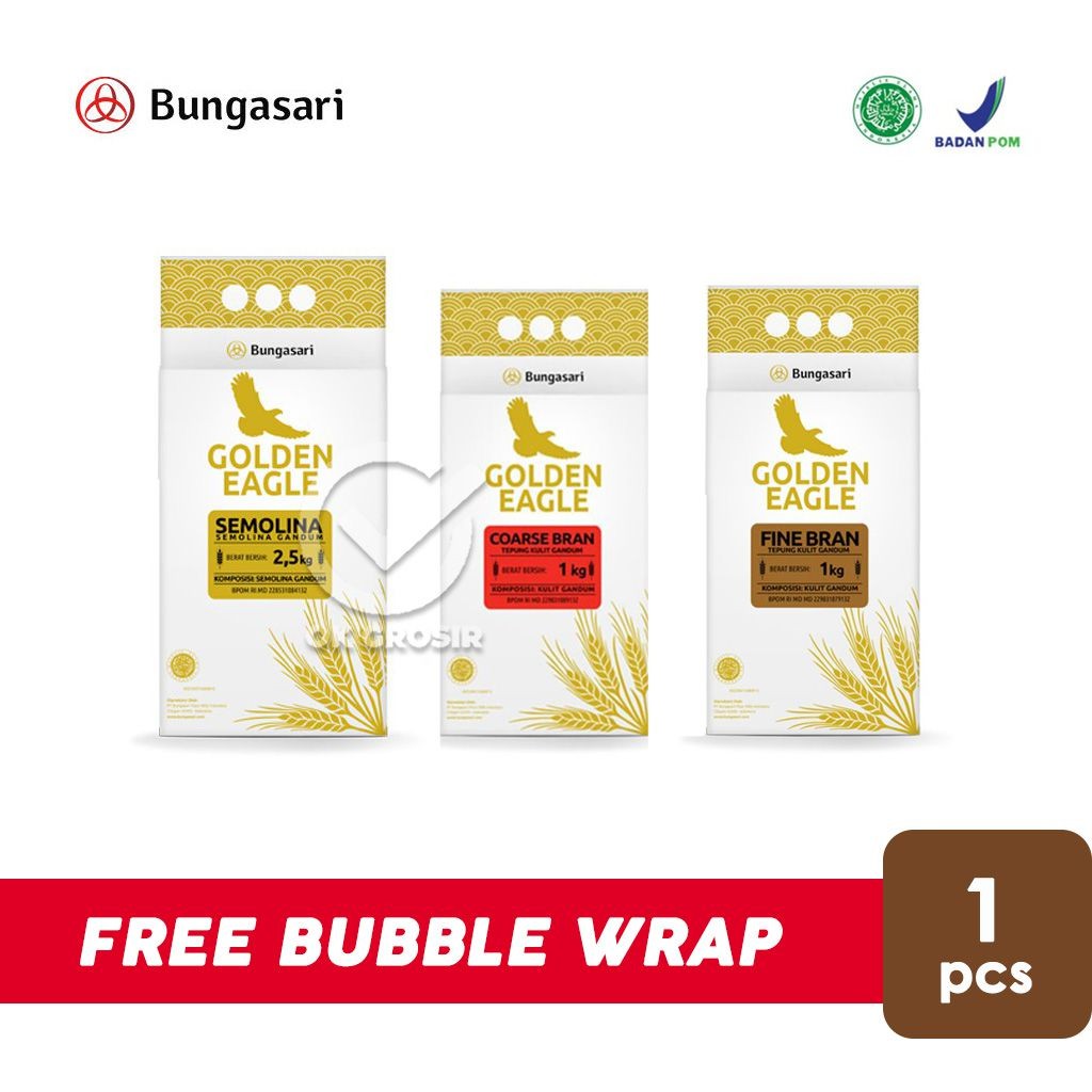 

Tepung Gandum Golden Eagle Bungasari / Semolina Flour / Coarse / Fine Bran (1 pcs)