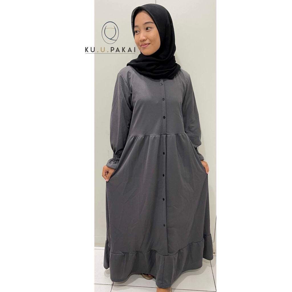 Gamis Alesha / Gamis Malaysia Terbaru Size Jumbo Bahan Crepe Premium Adem / Gamis Muslim Polos Remaja Dewasa Style Casual Size Zumbo-ABU
