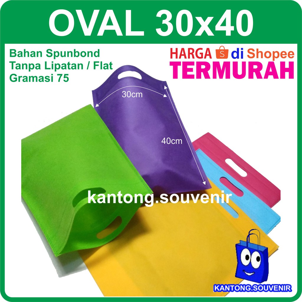 

Oval 30x40 tas spunbond / tas goodie bag / tas goodiebag / tas polosan / tas kain polosan murah