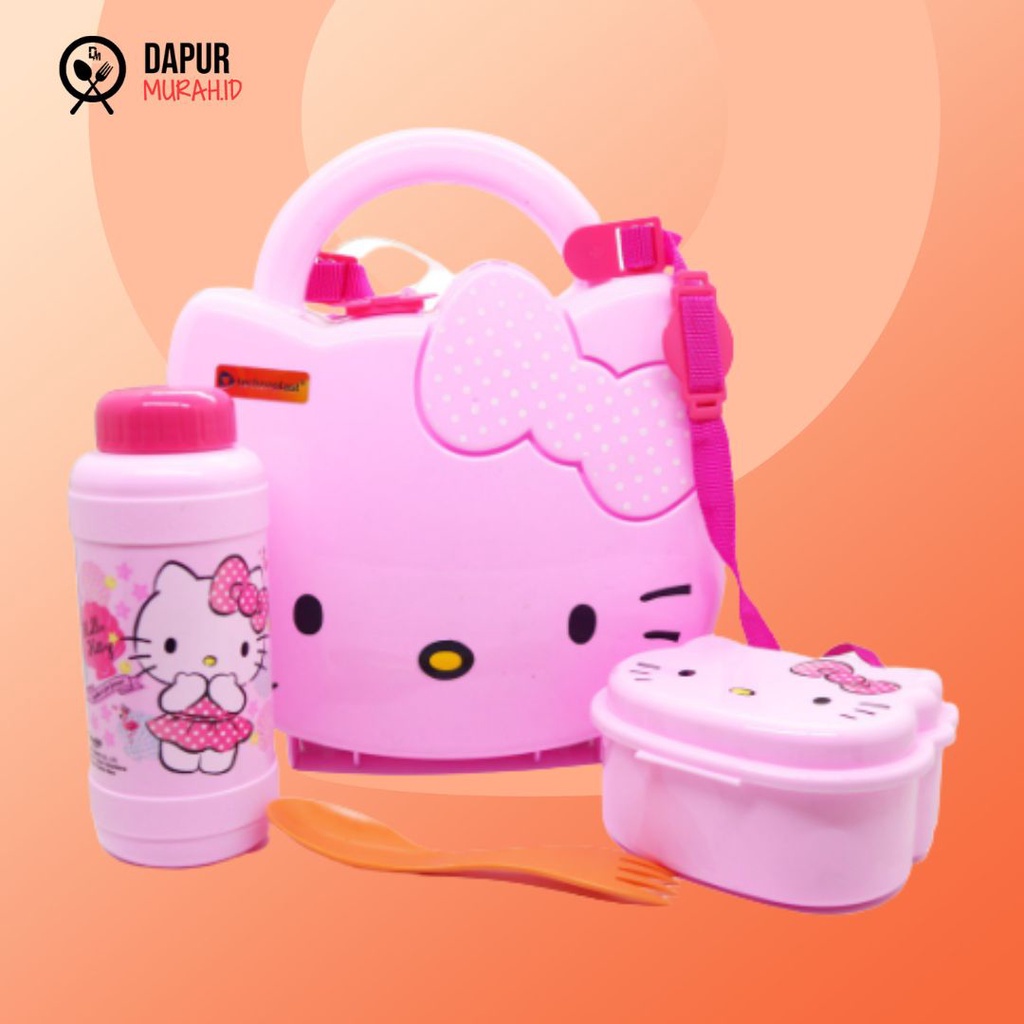 Tempat Bekal Makan Set Hello Kitty Summer Cupid School Box Plus Tali