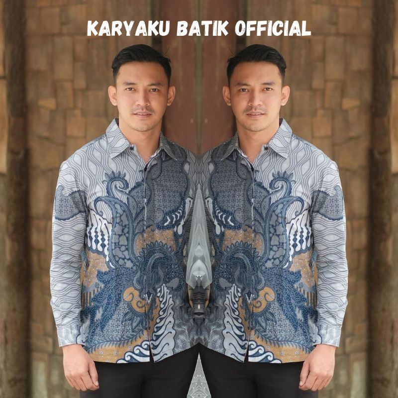 Batik Couple Kebaya Modern Kebaya Tunangan Lamaran Baju Wisuda Batik Brukat Terbaru-KEMEJA AJA(GREY)