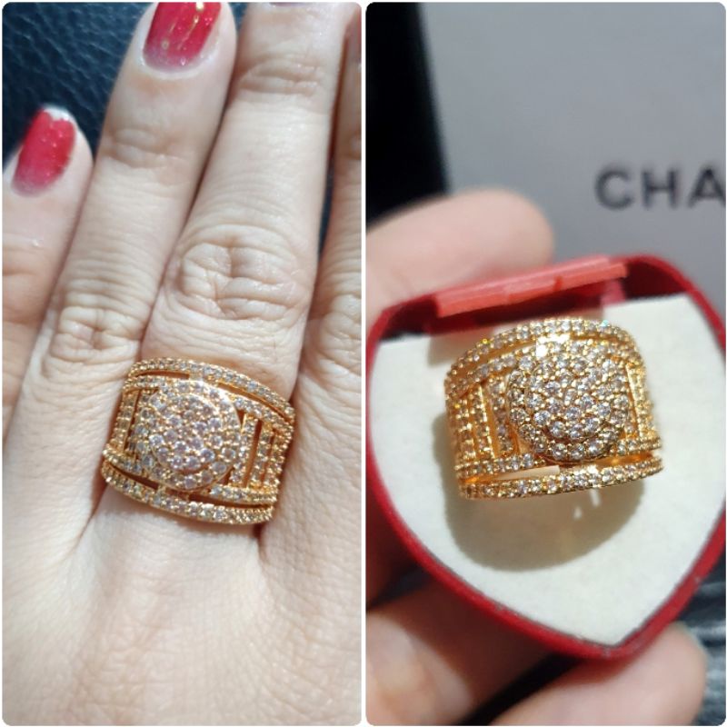 Cincin zircon gold premium lapis emas anti karat anti alergi Ring Zircone Premium Quality 0192