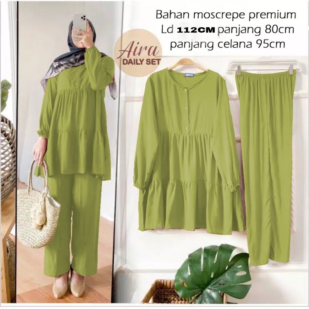 chm Aira Daily Set blouse celana setelan pakaian muslim wanita