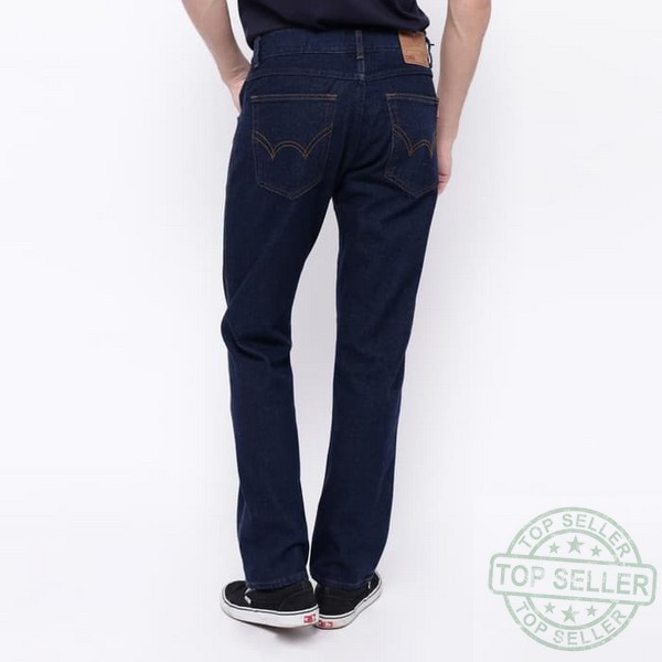 (Celana Murah) Edwin Celana Jeans Vegas 05 Reguler Fit Pria Panjang warna Dark Blue - Biru, 29 |DXT