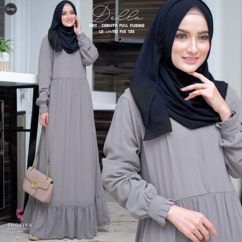 Maxy cerutti gamis polos rempel longdress busui branded Della Ori by Shofiya