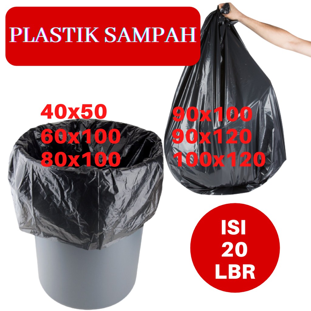 plastik sampah hitam   kantong sampah besar 40x50 50x75 60x100 80x100 90x100 90x120 100x120