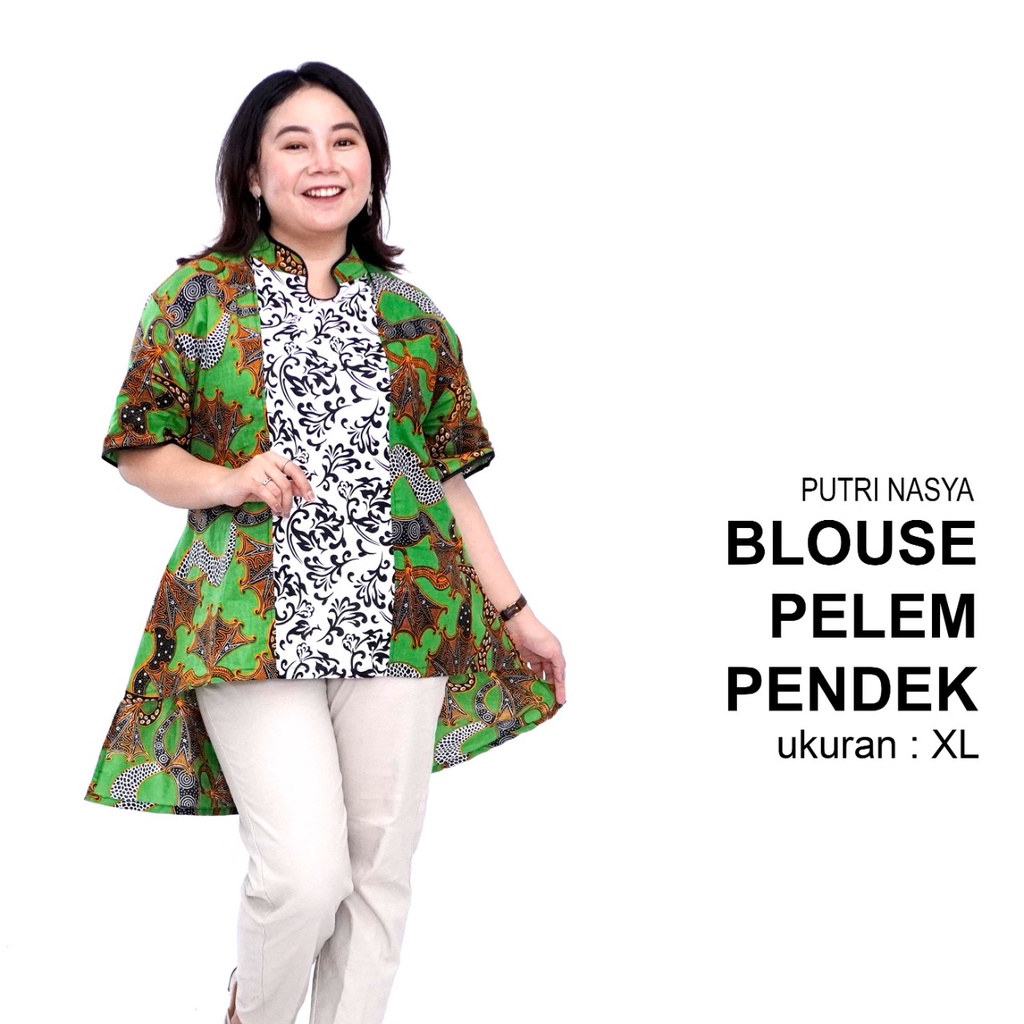 Blouse Big Size Wanita Atasan Batik Jumbo LD 140 L-XL-2L-3L-4L-5L-6L-7L Model Blus Jumbo Kerja Batik / Blus Batik Big Size Formal Kantor