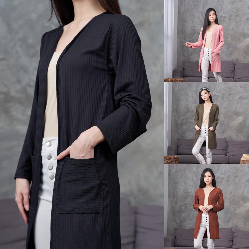 Cardigan Rajut Lengan Panjang Premium