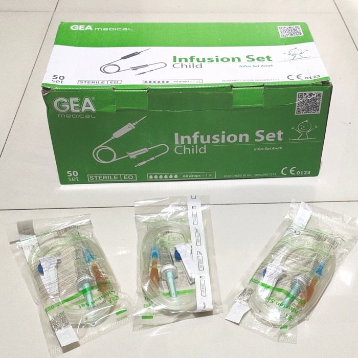 1BOX isi 50pcs - Selang Infu set / Infu sion set GEA