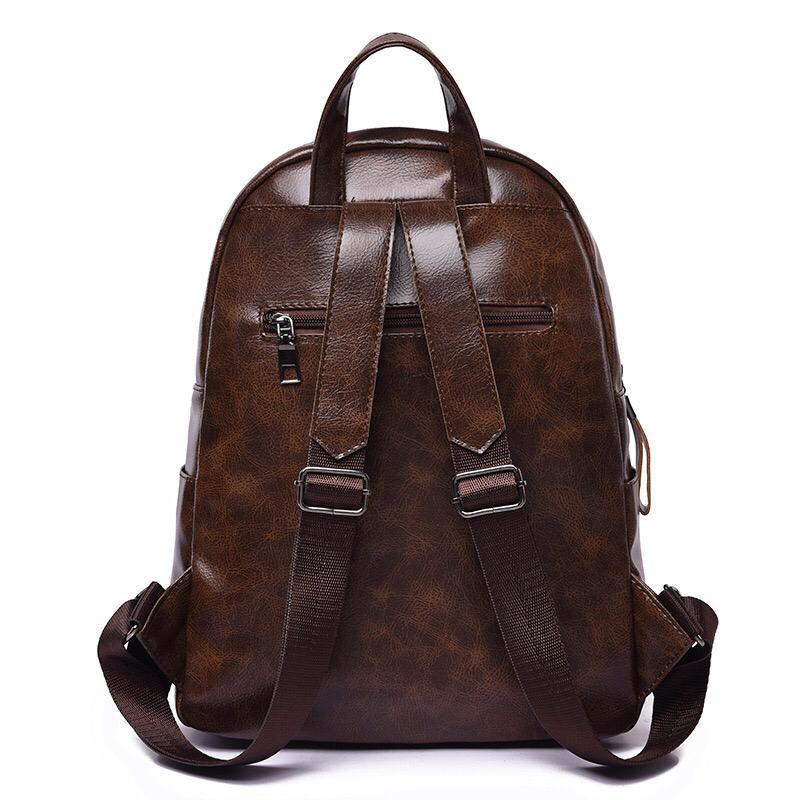 BJ57040 - BLACK/BROWN - TAS RANSEL PUNGGUNG SEKOLAH KULIT IMPORT JAKARTA JTF14245 EL679 KPC8952 CR7040 LT2130